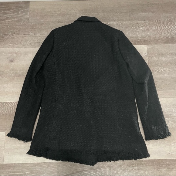 Mango Black Tweed Blazer Double Breasted Gold Buttons - Picture 10 of 12